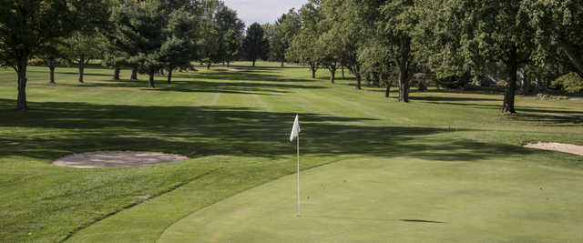 Looking back from a green at Edgewood Golf and Event Center