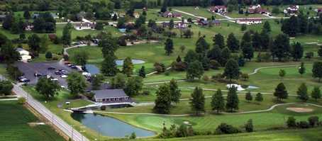 Aerial view of the clubhouse at Colonial Oaks Golf Course