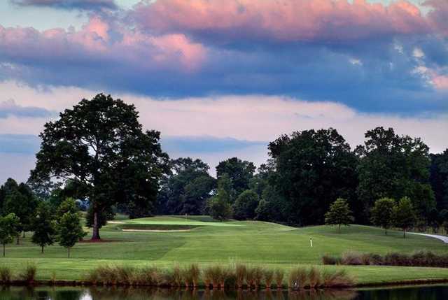 A view of a green at Bent Brook Golf Course