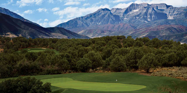 A view of two greens at Nicklaus Signature Course from Red Ledges Golf Club.