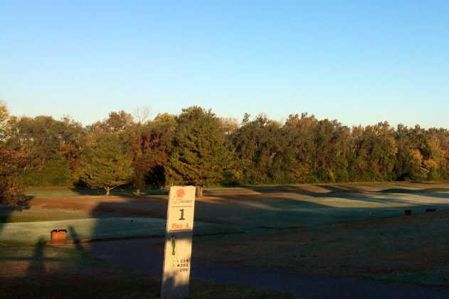 A view of tee #1 sign at Greenbelt Golf Course