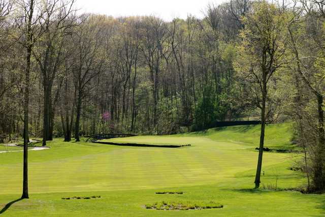 A view of hole #18 at Sycamore Course from Eagle Creek Golf Club