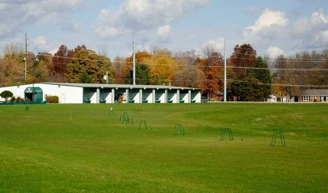 A view of the driving range at Gray Eagle Golf Club