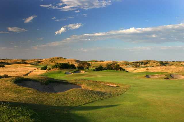 A view of a hole at The Dunes Golf Links