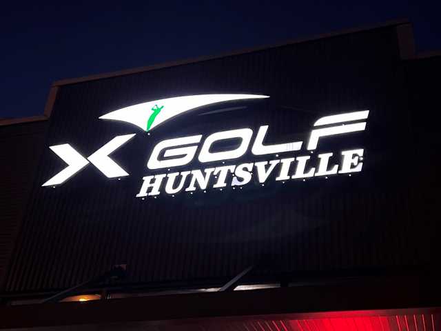 View from the entrance at X-Golf Huntsville.