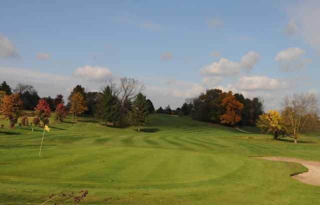 A fall view of a hole at Briar Leaf Golf Club