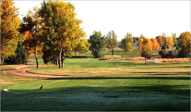 A fall view from a tee at Central Valley Golf Club