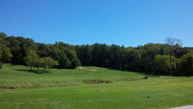 A view of a tee at Pine Woods Golf Course
