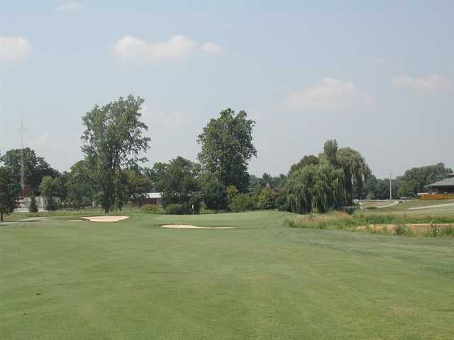 View of a green from the Central course at Fox Prairie Golf Club