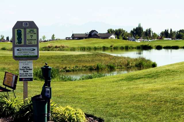 A view from the 18th tee sign at Glen Eagle Golf Club
