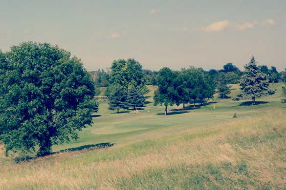 A view of a green at Dawson Creek Golf Course