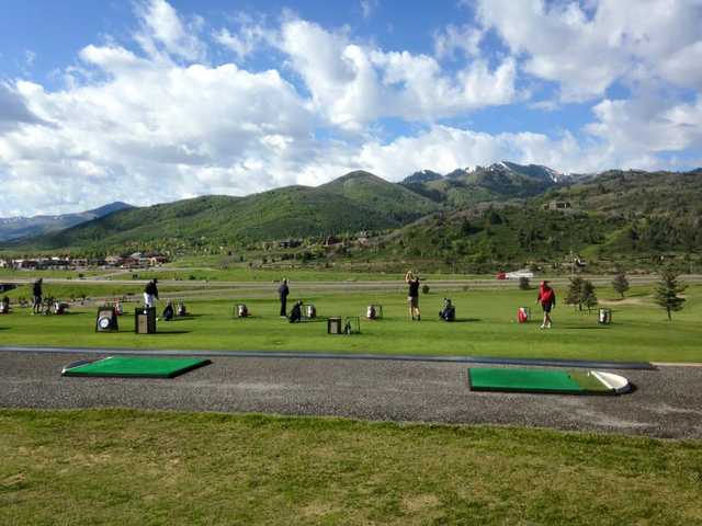 A view of the driving range at Jeremy Ranch Golf & Country Club.