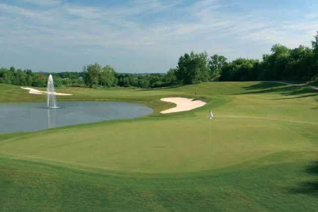 A view of a green with water coming into play at Glendarin Hills Golf Club