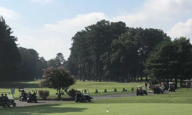 A view of the driving range at Mulligan's Pointe.