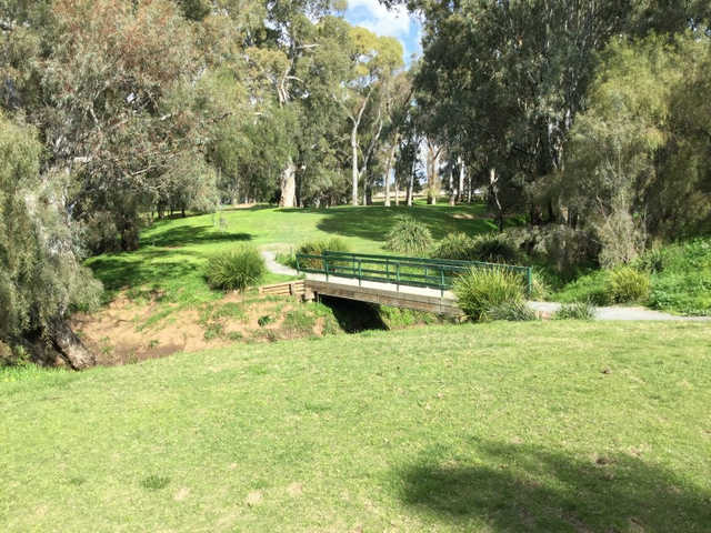 A view over a bridge at Little Para Golf Course.