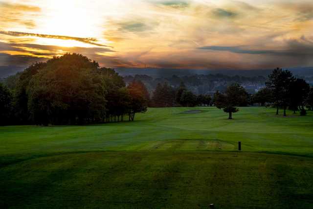 A sunset view from a tee at Tapton Park Golf Course.