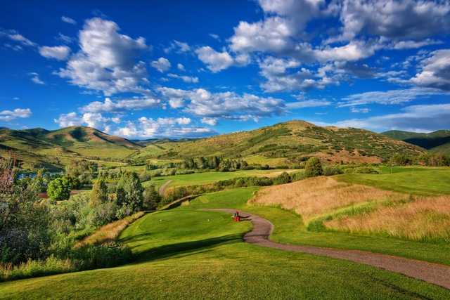 A view of a tee at Mountain Dell Golf Course.