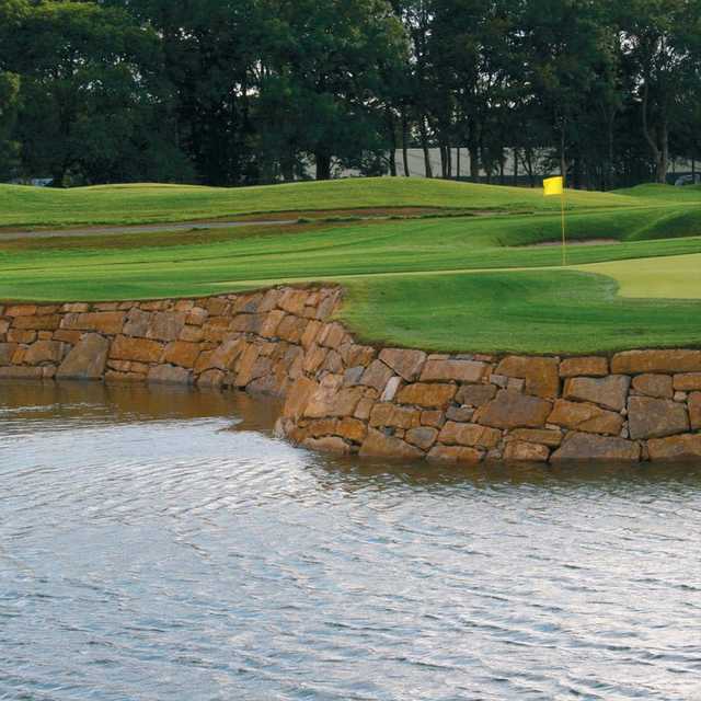 A view over the water of green at Castleknock Golf and Country Club