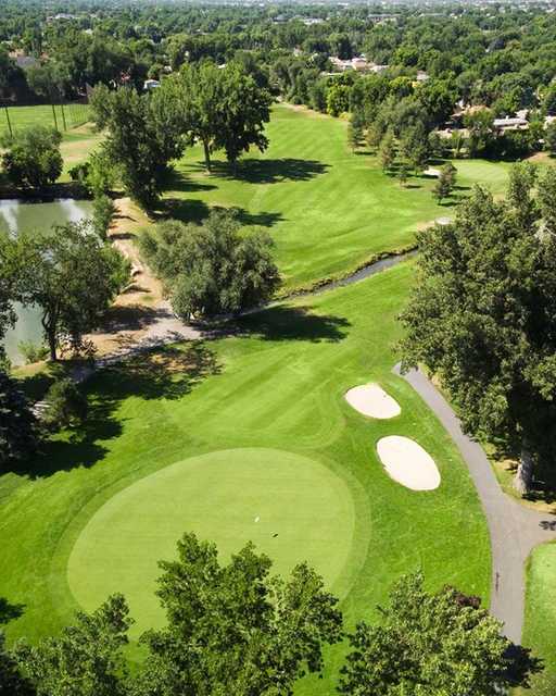 Aerial view of a hole at Nibley Park Golf Course