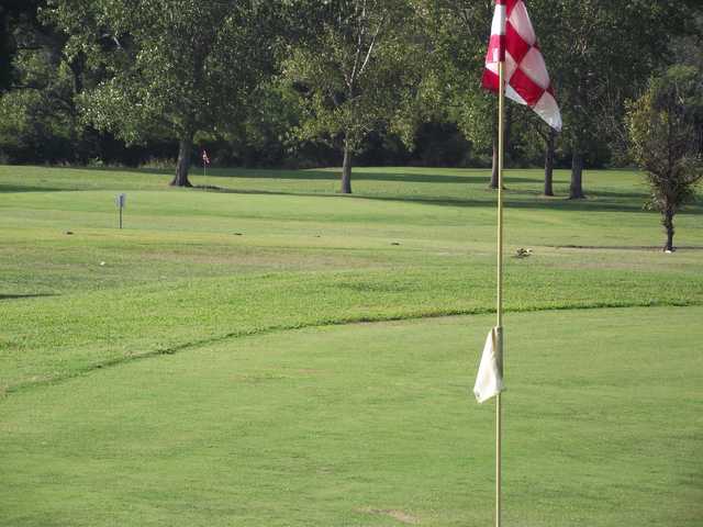 A view from a green at Pecan Valley Golf Course