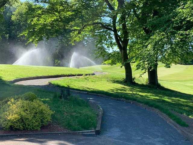 A view from the path to the 1st tee at Prestwich Golf Club.