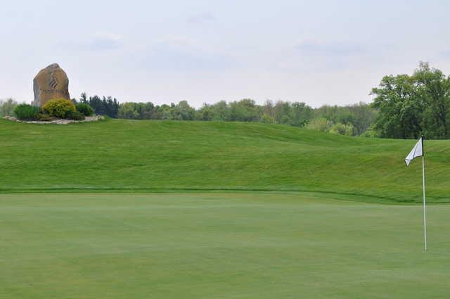 A view of a green at Mystic Hills Golf Club