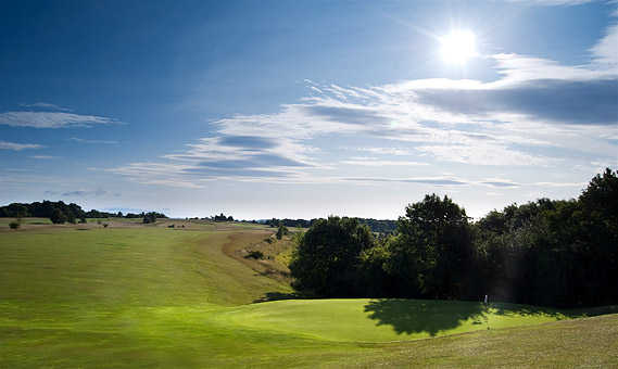 A view of the 5th green at Stinchcombe Hill Golf Club