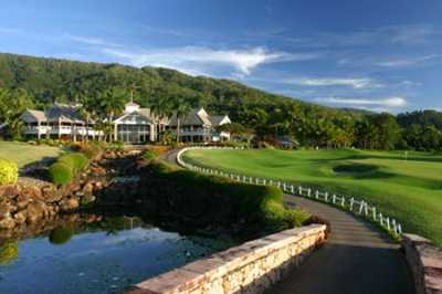 A view of the clubhouse at Paradise Palms Golf Course