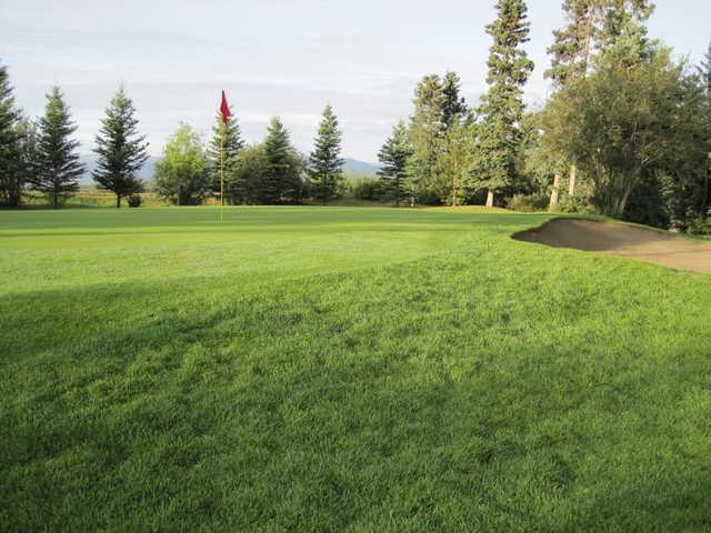 A view of a well protected green at Mountain View Golf Course.