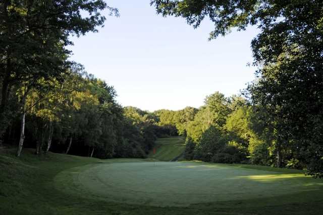 Scenic view of the 7th hole back over the green to the tee at Shirley Park Golf Club