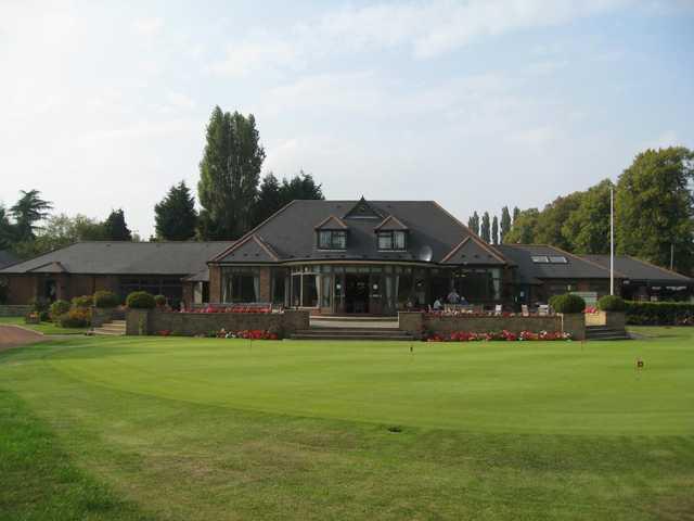 The beautiful clubhouse and flowers at Walsall Golf Club