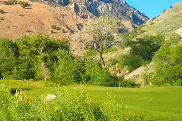 A view of a green at Cedar Hills Golf Club