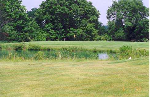 A view over a pond at Etna Acres Golf Club