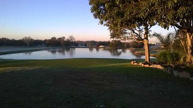 A view of a hole with water coming into play at Nudgee Golf Club.