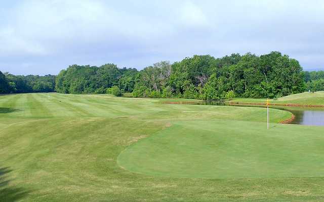 A view of green and fairway #10 from River at Hampton Cove Golf Course.
