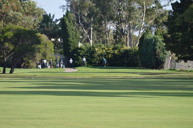 A view of a tee at Rossdale Golf Club.