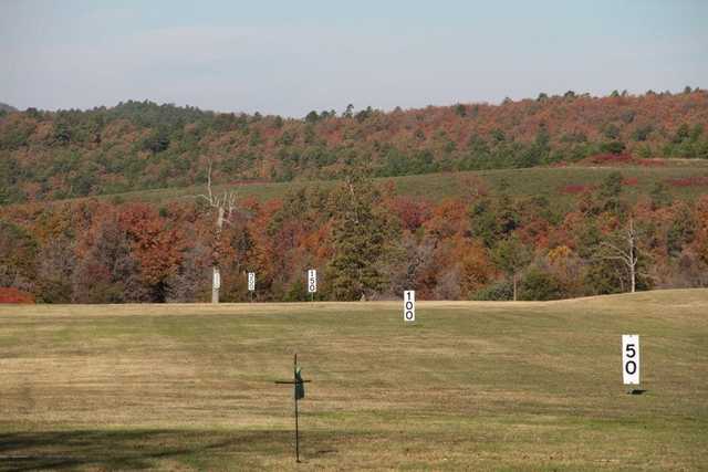 A view of the driving range at Wolf Ridge Golf Course