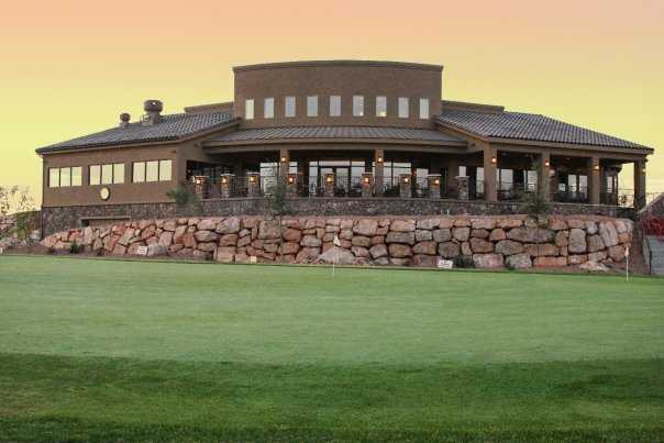 A view of the clubhouse at Sun River Golf Club