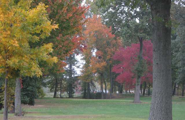 Fall view of a green from the South Course at Tri-Way Golf Club
