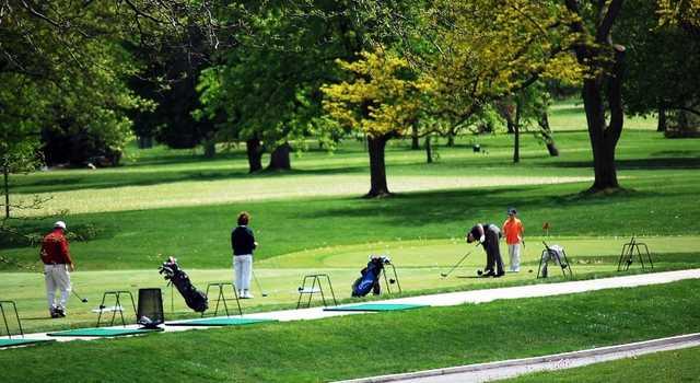A view of the driving range tees at Orchard Ridge Country Club