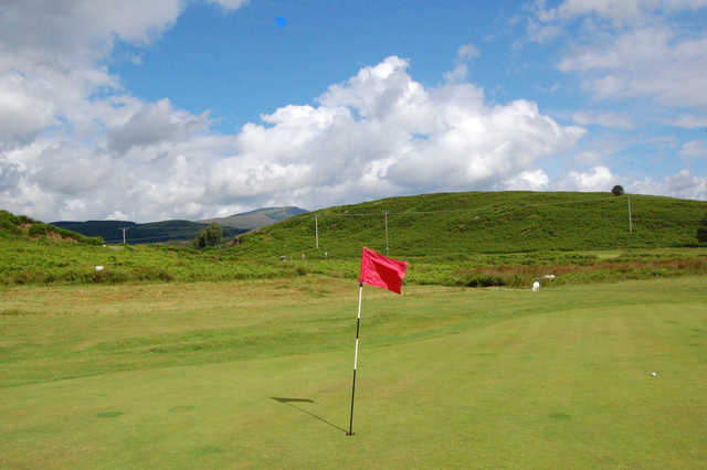 A view of the 8th green at Machynlleth Golf Club
