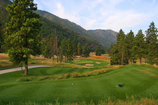 A view of a tee at Canyon River Golf Club.