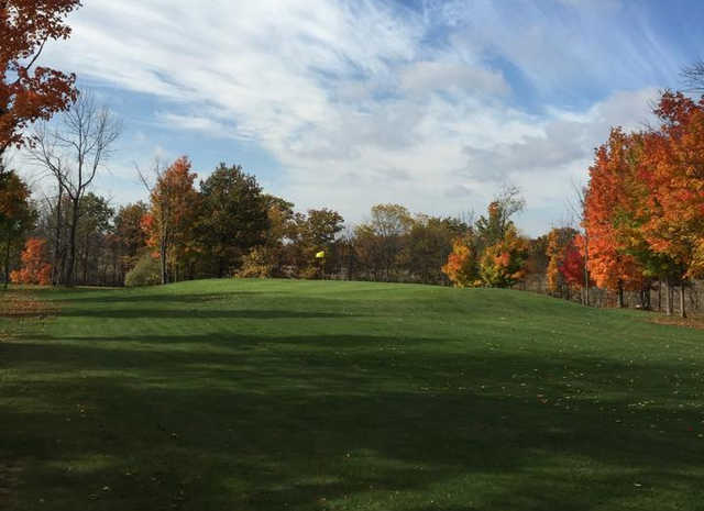 A fall day view from a fairway at Hidden Valley Golf Club.