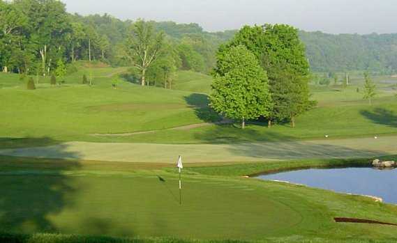 A view of green with water coming into play at Old Capital Golf Club