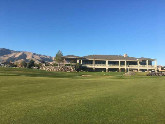 A view of a hole and the clubhouse at TalonsCove Golf Course.