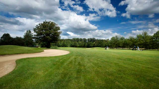 A look toward the green from the fairway on the 9th at the Club at Mapledurham.