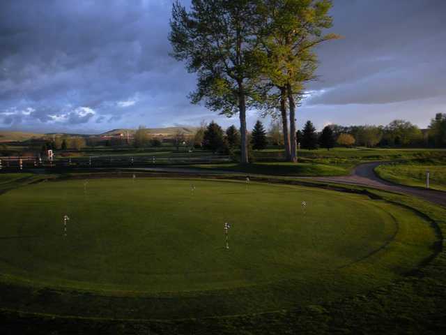 A view of the practice area at Cottonwood Hills Golf Club