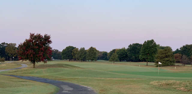 An evening view of a hole at Patricia Island Golf Club.