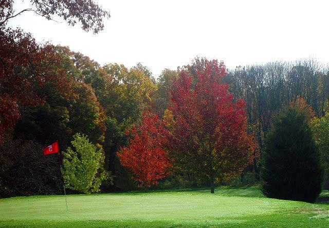 A view of the 5th green at Hoosier Hills Golf Course