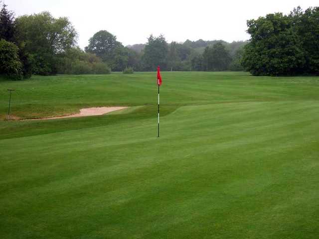 From the back of the green looking down the pristine fairway